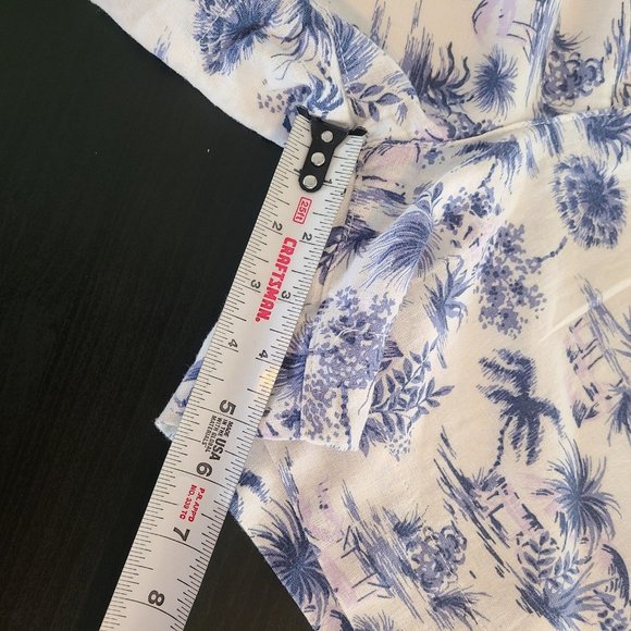 Abercrombie and Fitch Linen Blend Shorts Tropical Print Tailored Beach Resort M - Picture 7 of 10